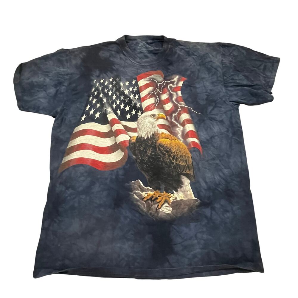 The Mountain Men XL Bald Eagle American Flag Tie Dye T Shirt